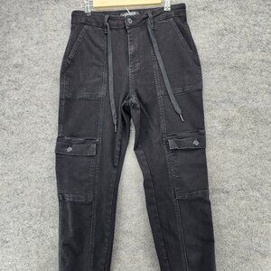 Judy Blue Jeans Womens 9/29 Jogger Cargo Black Denim 034417